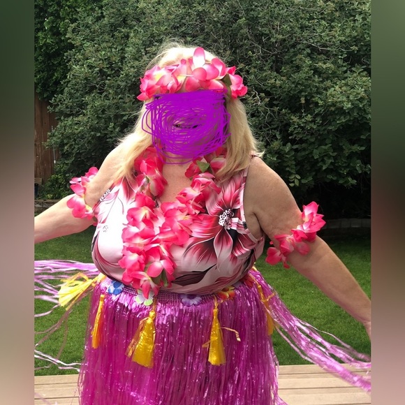 7pcs Hawaiian Hula Costume Set, Tropical Grass Skirt, Lei, Beach Party,Halloween - Picture 8 of 10